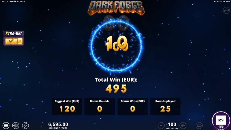Dark Forge - bonusni način Super Free Spins s temno paleto