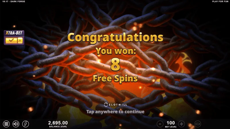 Dark Forge - zagon Free Spins s tremi Scatter simboli